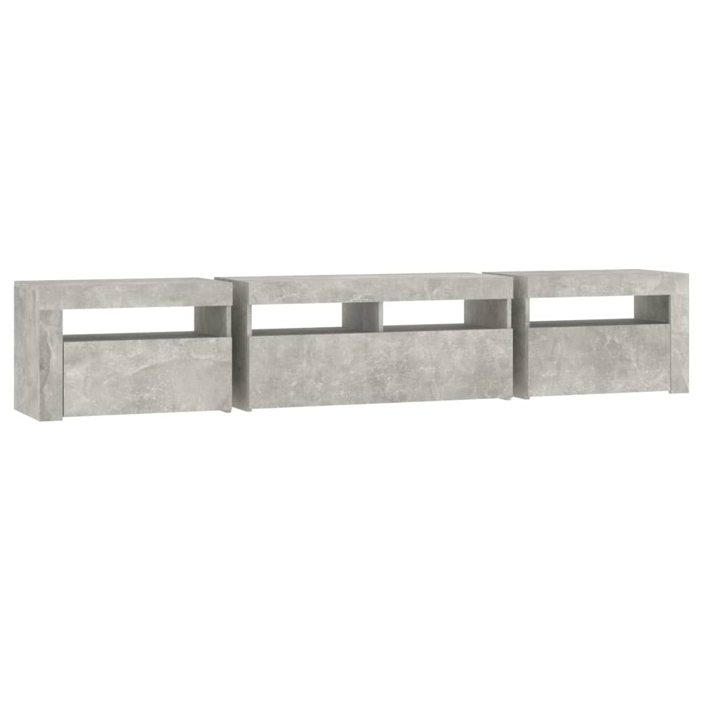 TV Cabinet with LED Lights Concrete Grey 210x35x40 cm