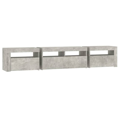 TV Cabinet with LED Lights Concrete Grey 210x35x40 cm
