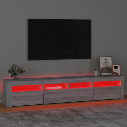 TV Cabinet with LED Lights Grey Sonoma 210x35x40 cm