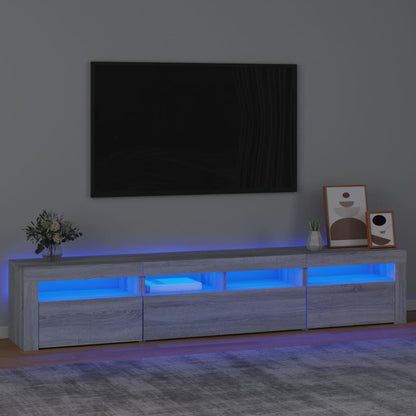 TV Cabinet with LED Lights Grey Sonoma 210x35x40 cm