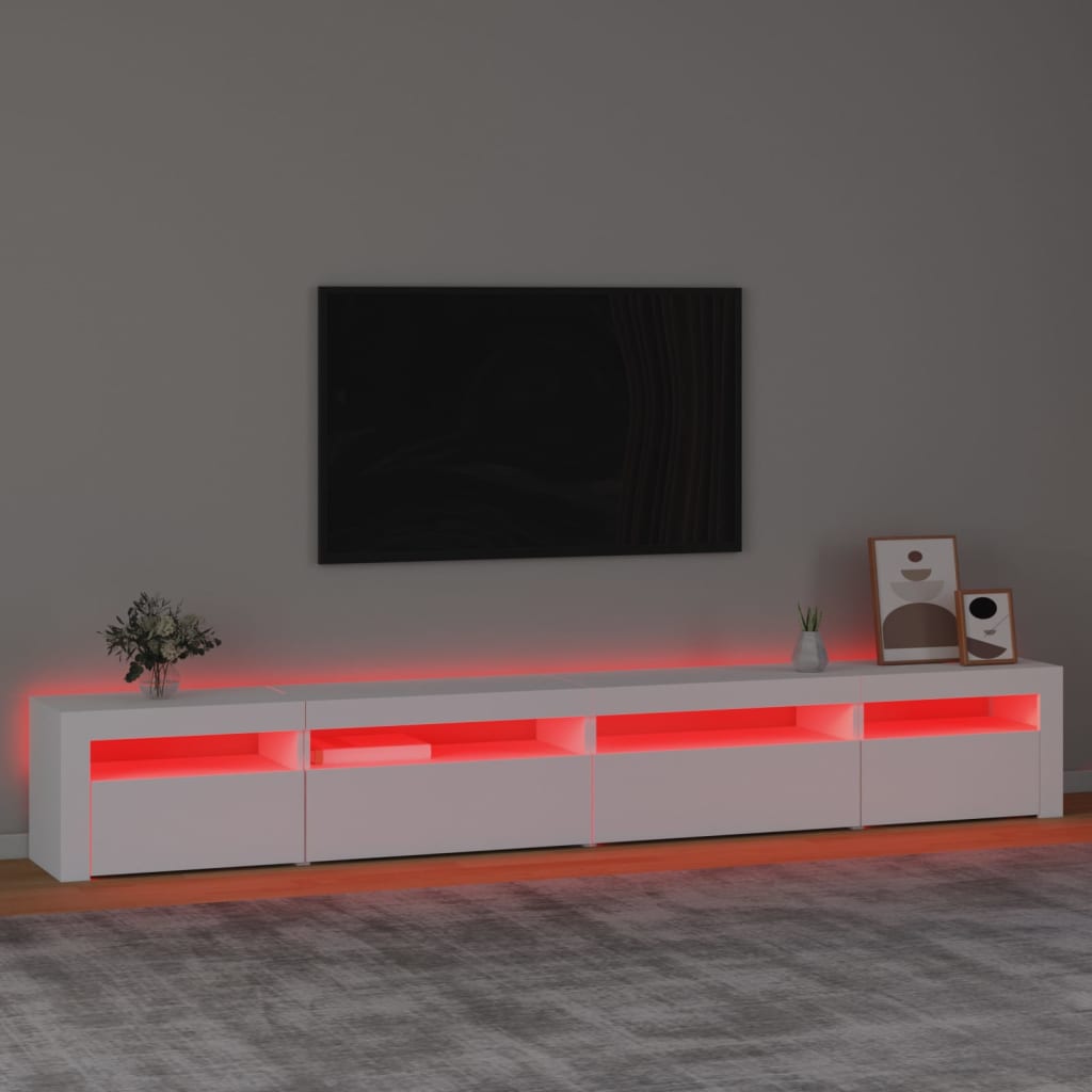 TV Cabinet with LED Lights White 270x35x40 cm