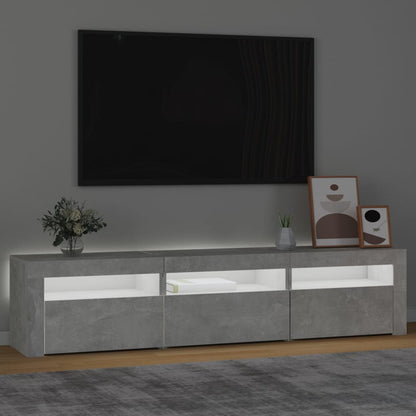 TV Cabinet with LED Lights Concrete Grey 180x35x40 cm