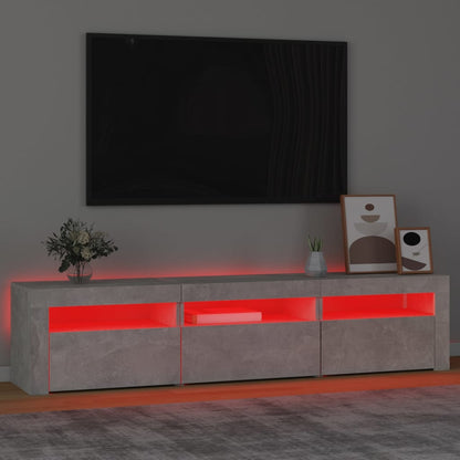 TV Cabinet with LED Lights Concrete Grey 180x35x40 cm