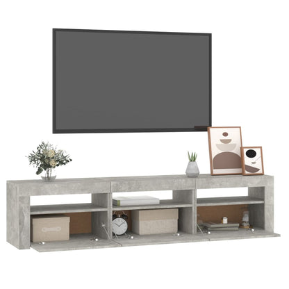 TV Cabinet with LED Lights Concrete Grey 180x35x40 cm