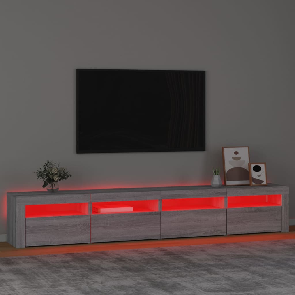 TV Cabinet with LED Lights Grey Sonoma 240x35x40 cm