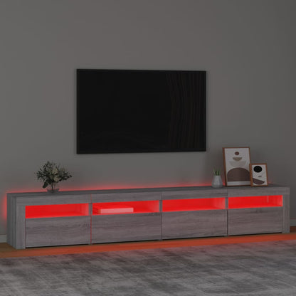 TV Cabinet with LED Lights Grey Sonoma 240x35x40 cm