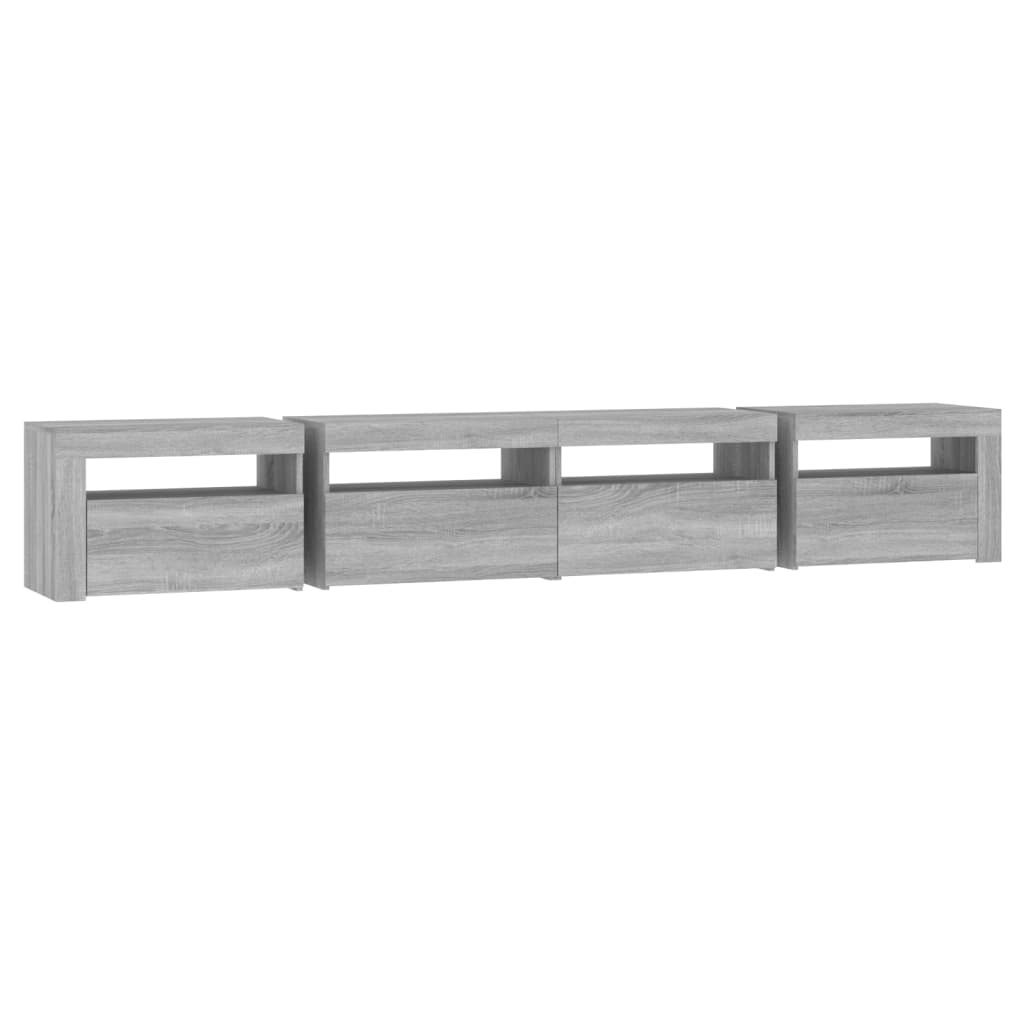 TV Cabinet with LED Lights Grey Sonoma 240x35x40 cm