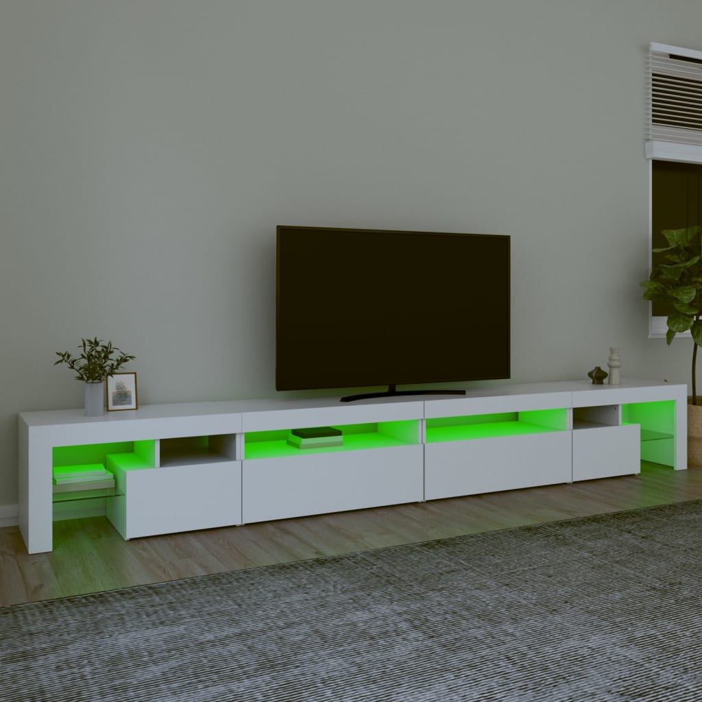 TV Cabinet with LED Lights White 290x36.5x40 cm