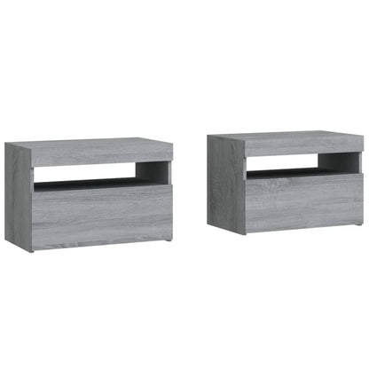 Grey Sonoma LED Bedside Cabinets 2 pcs - Modern Bedroom Storage