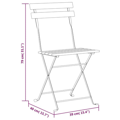8 Pc Acacia & Steel Folding Garden Chairs Set - Durable & Stylish