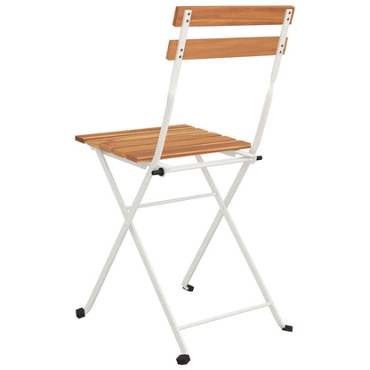 6-Piece Solid Acacia Wood & Steel Folding Bistro Chairs Set