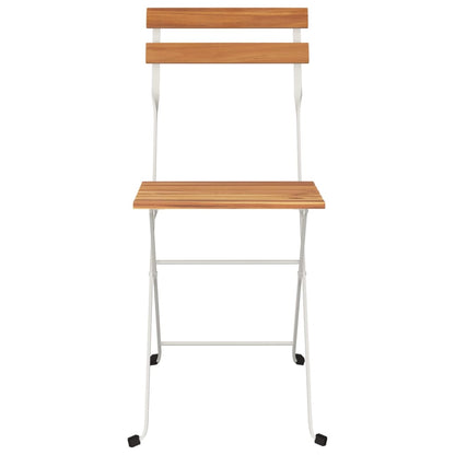 8-Piece Solid Wood & Steel Folding Bistro Chairs - Acacia Finish