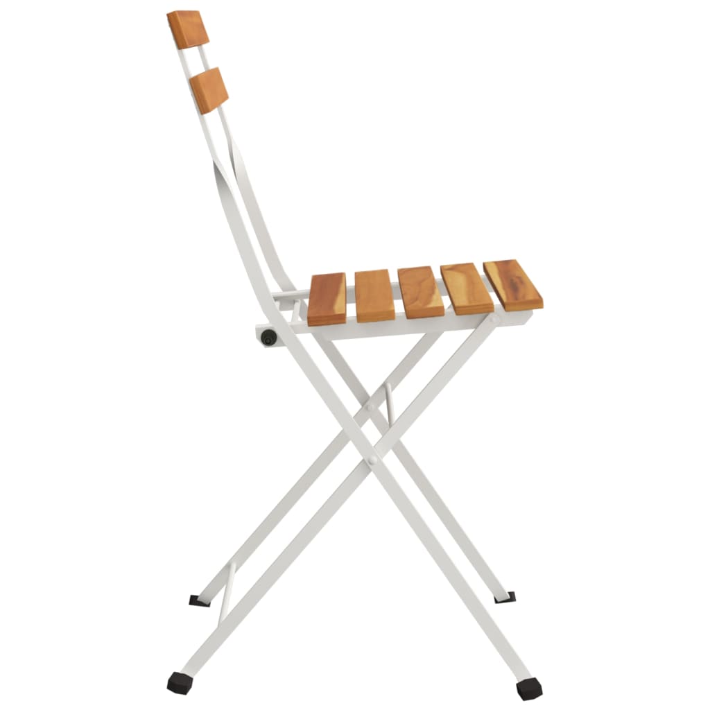 8-Piece Solid Wood & Steel Folding Bistro Chairs - Acacia Finish