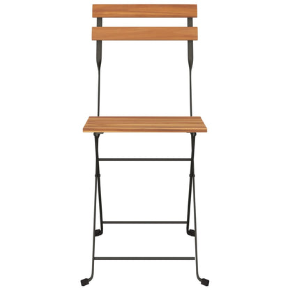 6-Piece Folding Bistro Chairs - Teak Wood & Steel Construction