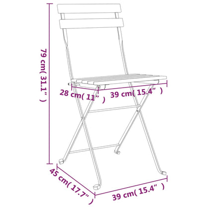 6-Piece Folding Bistro Chairs - Teak Wood & Steel Construction
