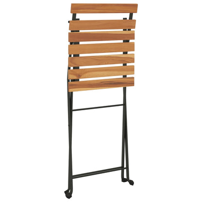 8-Piece Teak and Steel Folding Bistro Chairs Set