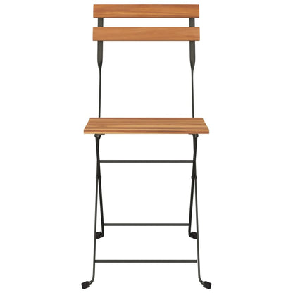 8-Piece Teak and Steel Folding Bistro Chairs Set