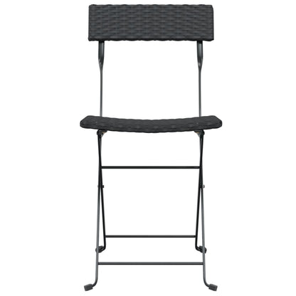 Set of 6 Black Poly Rattan & Steel Folding Bistro Chairs