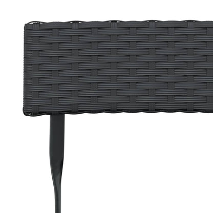 Set of 6 Black Poly Rattan & Steel Folding Bistro Chairs
