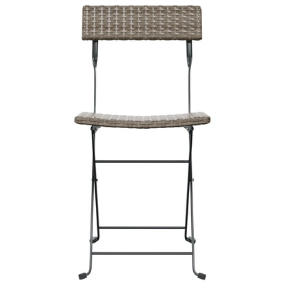 6-Piece Grey Poly Rattan & Steel Folding Bistro Chairs Set
