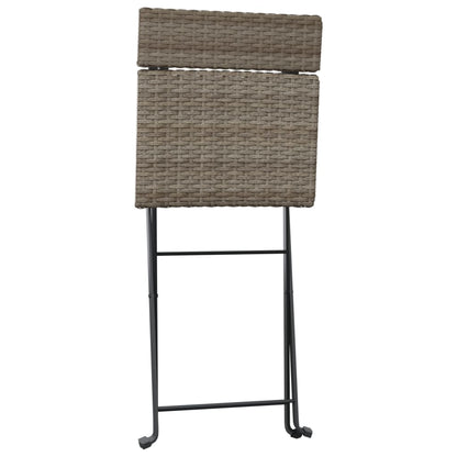 6-Piece Grey Poly Rattan & Steel Folding Bistro Chairs Set
