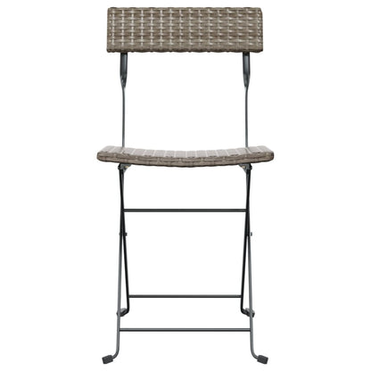8 Grey Poly Rattan & Steel Folding Bistro Chairs - Stylish & Durable