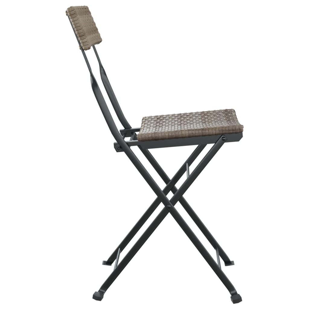 8 Grey Poly Rattan & Steel Folding Bistro Chairs - Stylish & Durable