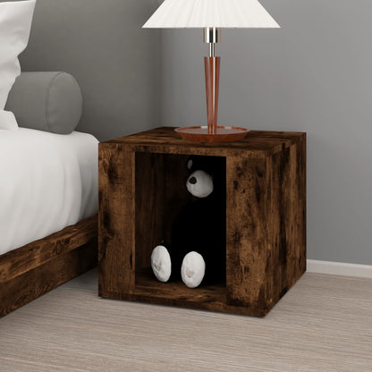 Smoked Oak Bedside Table 41x40x36 cm - Engineered Wood Elegance