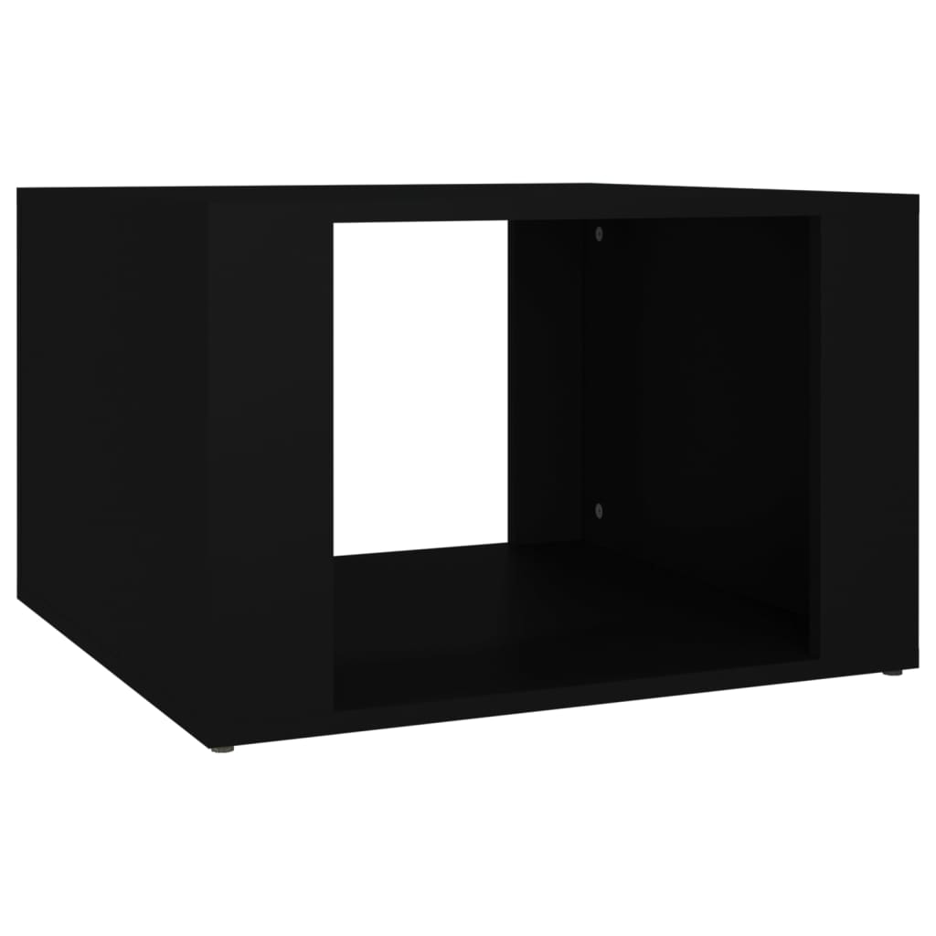 Sleek Black Engineered Wood Bedside Table - 57x55x36 cm