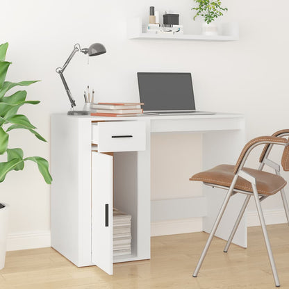 White Engineered Wood Desk, 100x49x75 cm - Sleek & Modern Design