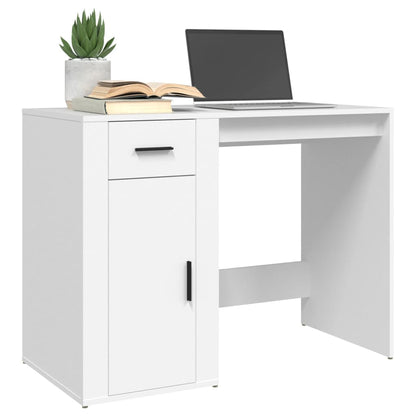 White Engineered Wood Desk, 100x49x75 cm - Sleek & Modern Design