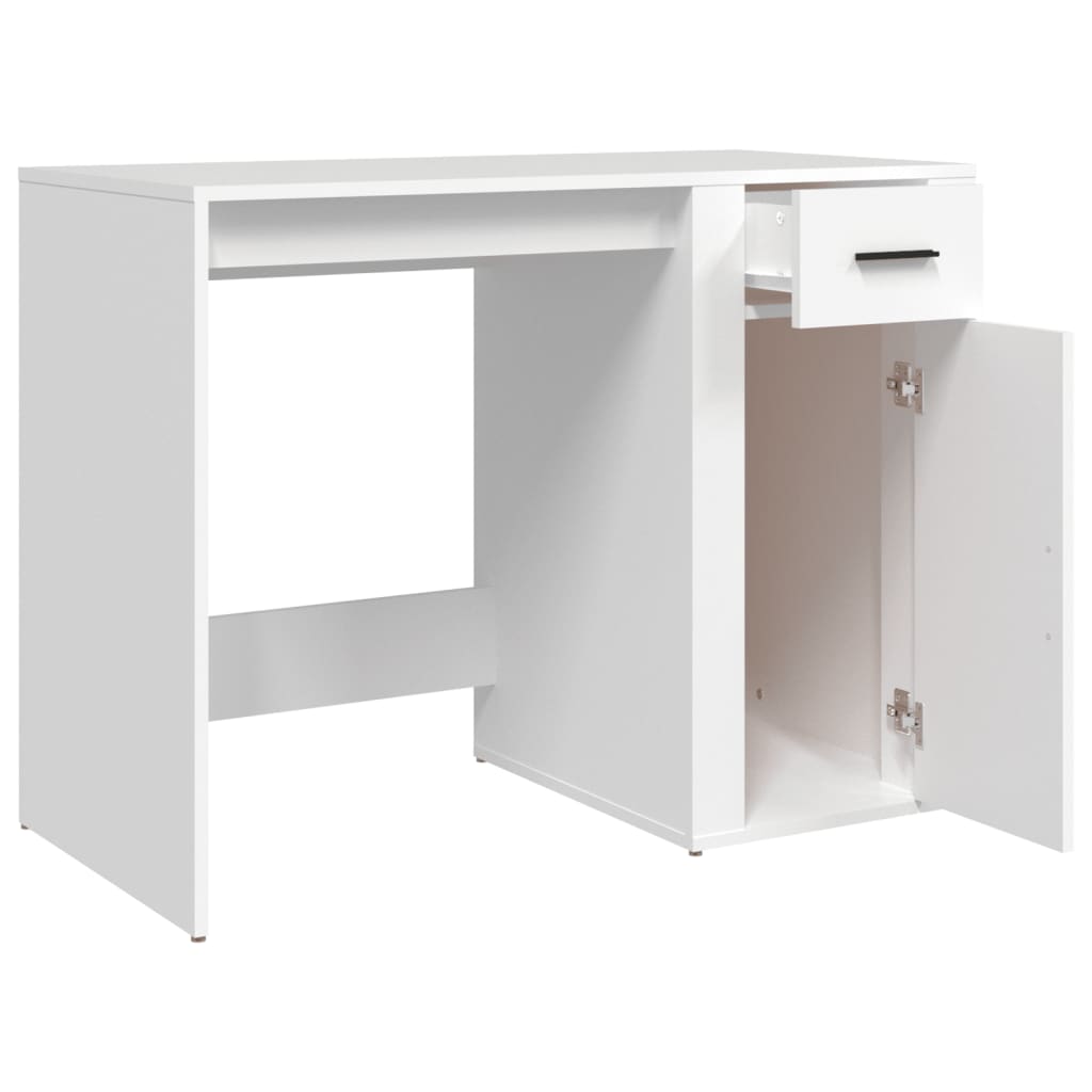 White Engineered Wood Desk, 100x49x75 cm - Sleek & Modern Design