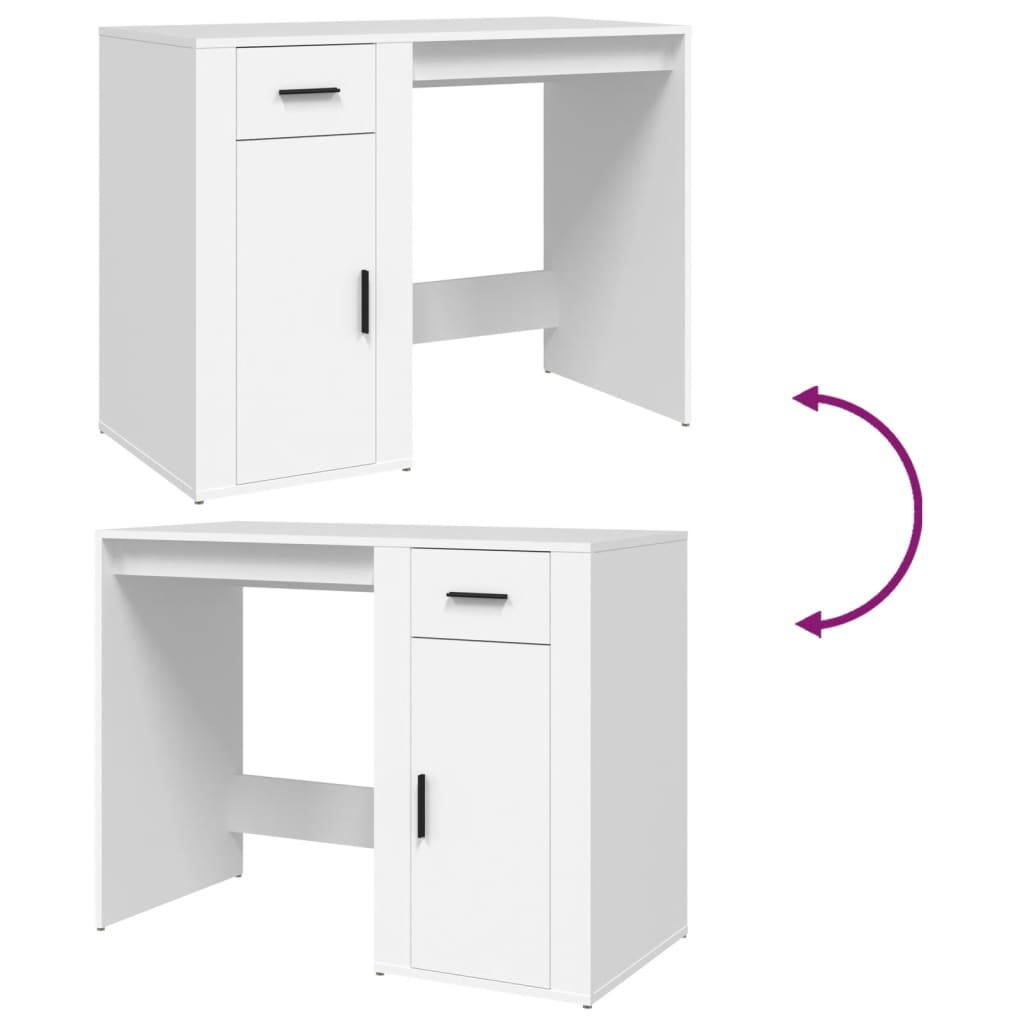 White Engineered Wood Desk, 100x49x75 cm - Sleek & Modern Design