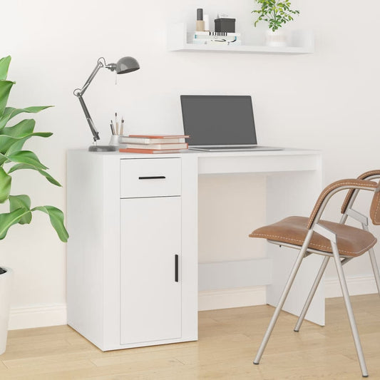 White Engineered Wood Desk, 100x49x75 cm - Sleek & Modern Design