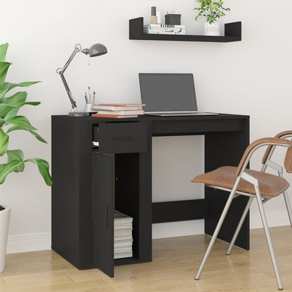 Sleek Black Engineered Wood Desk - 100x49x75 cm