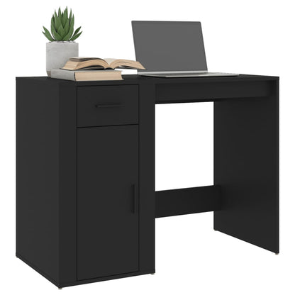 Sleek Black Engineered Wood Desk - 100x49x75 cm