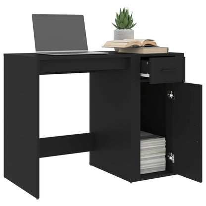 Sleek Black Engineered Wood Desk - 100x49x75 cm