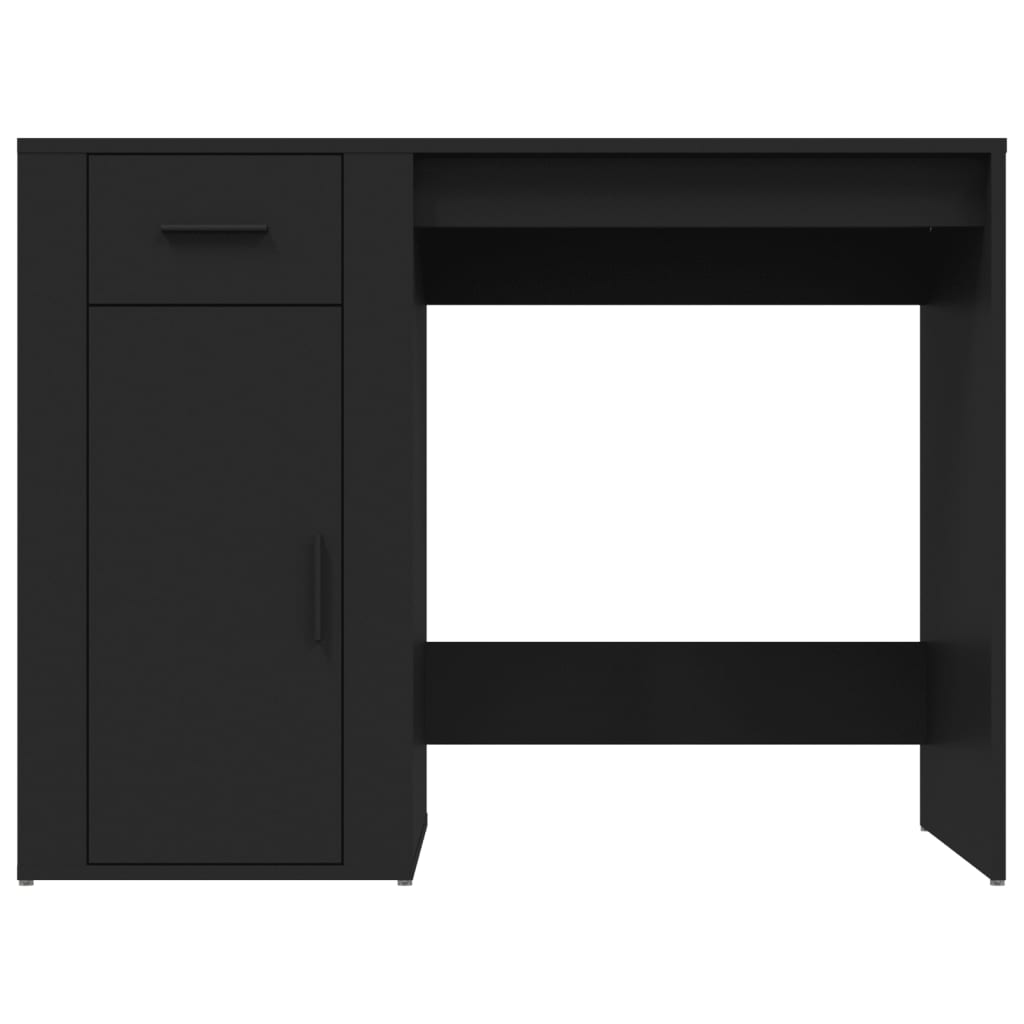 Sleek Black Engineered Wood Desk - 100x49x75 cm