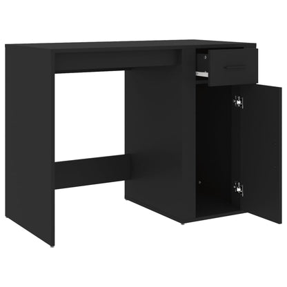 Sleek Black Engineered Wood Desk - 100x49x75 cm