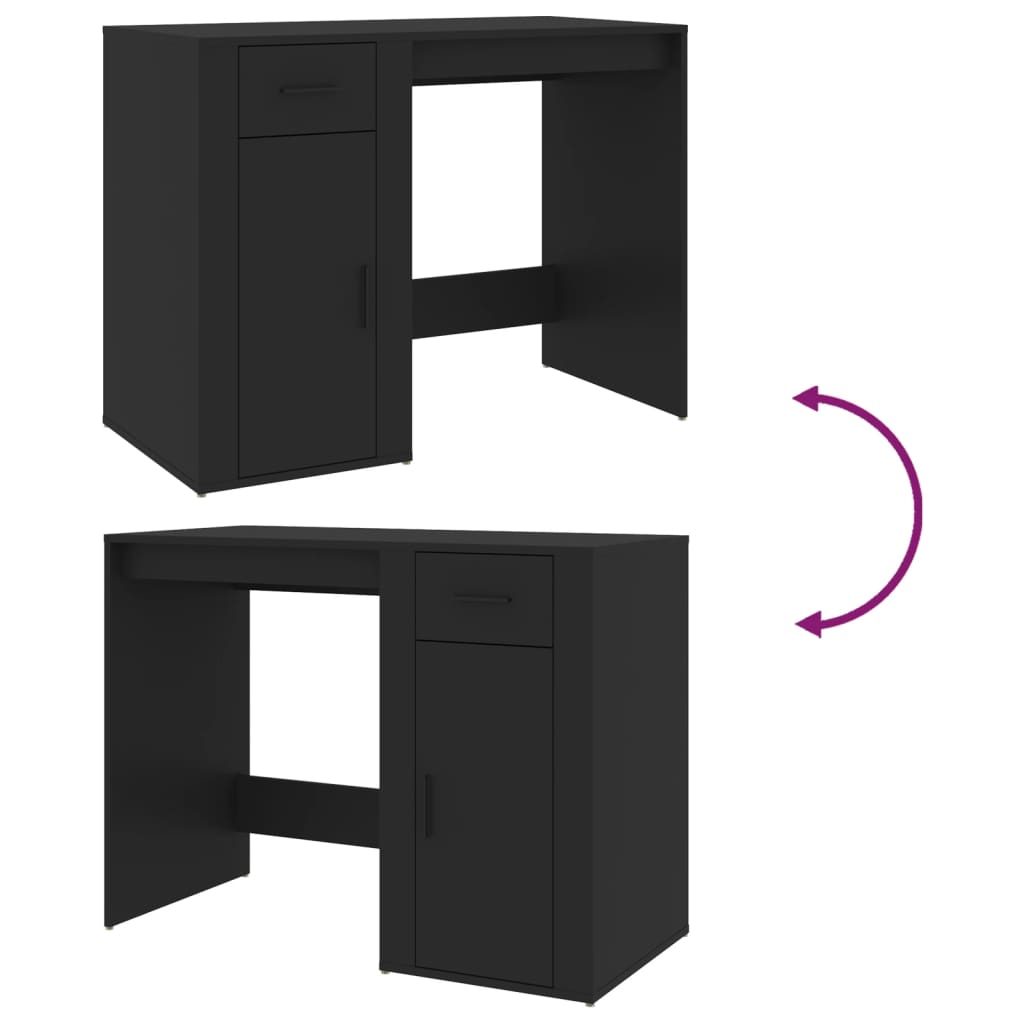 Sleek Black Engineered Wood Desk - 100x49x75 cm