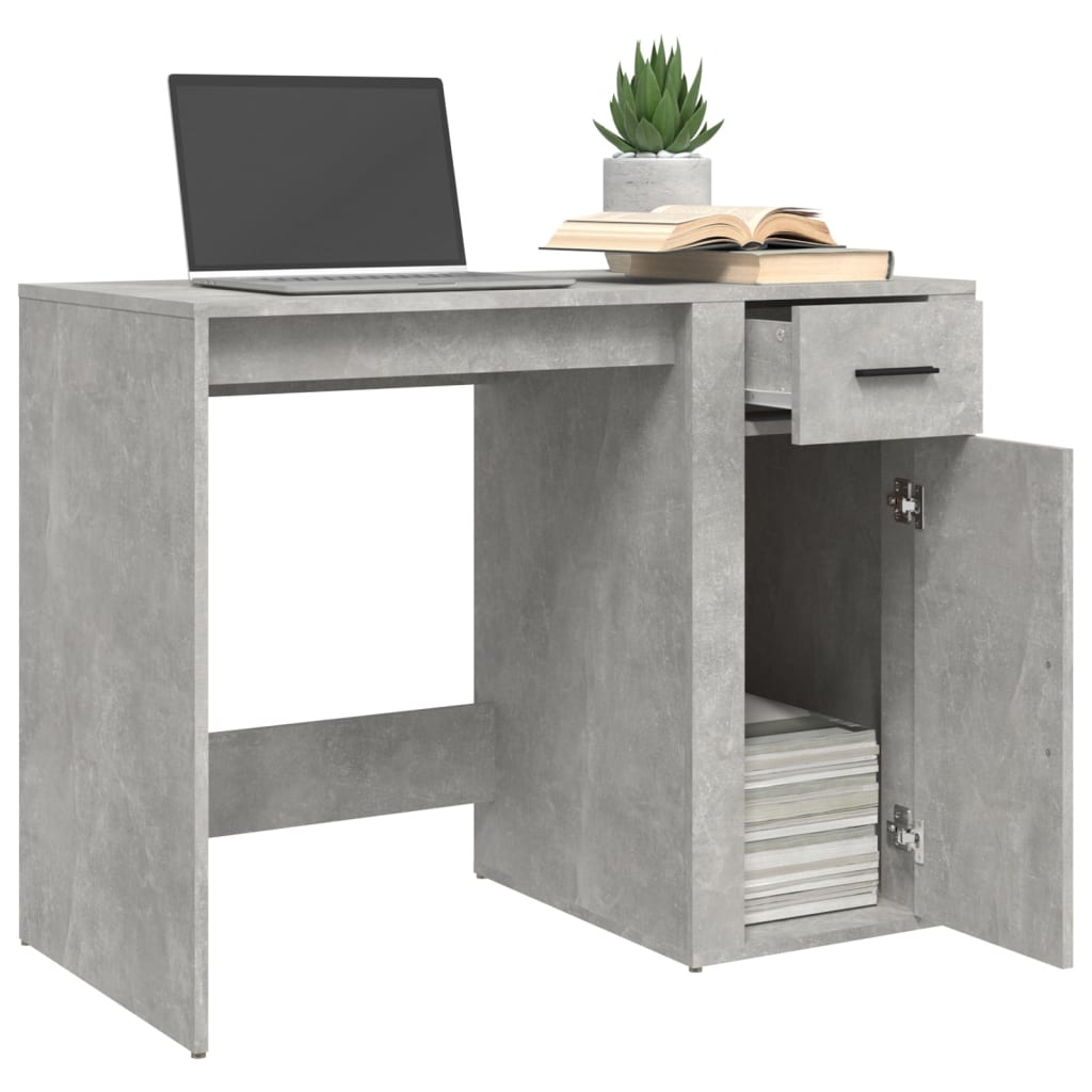 Concrete Grey Engineered Wood Desk - 100x49x75 cm