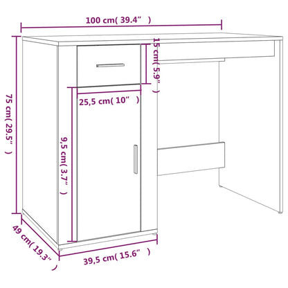 Concrete Grey Engineered Wood Desk - 100x49x75 cm