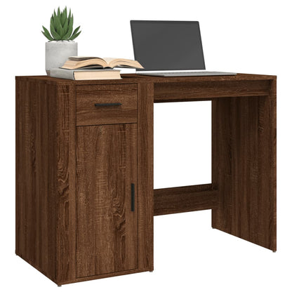 Brown Oak Desk - 100x49x75 cm Engineered Wood Office Table