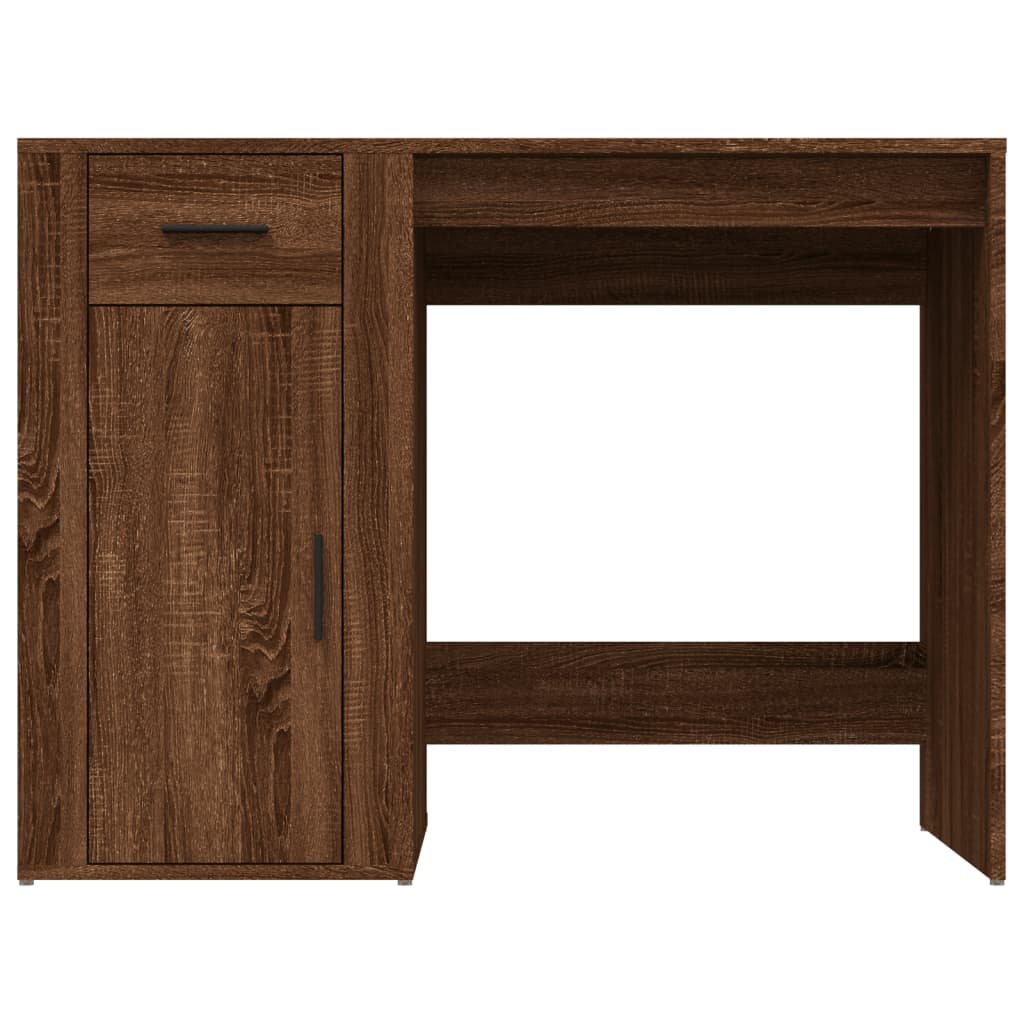 Brown Oak Desk - 100x49x75 cm Engineered Wood Office Table