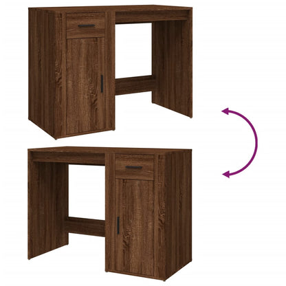 Brown Oak Desk - 100x49x75 cm Engineered Wood Office Table