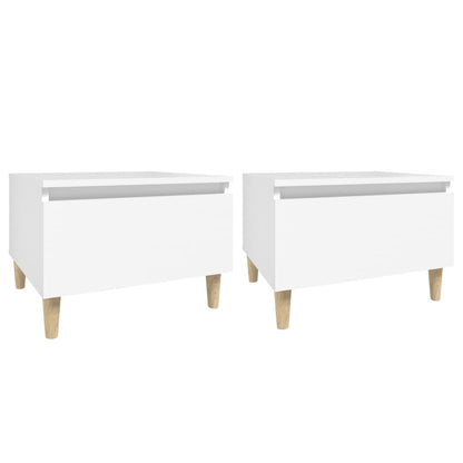 2-Piece White Side Tables - Engineered Wood 50x46x35 cm