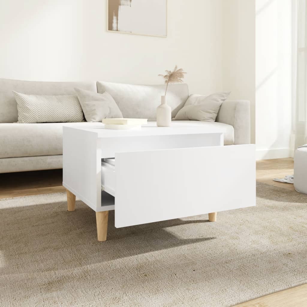 2-Piece White Side Tables - Engineered Wood 50x46x35 cm