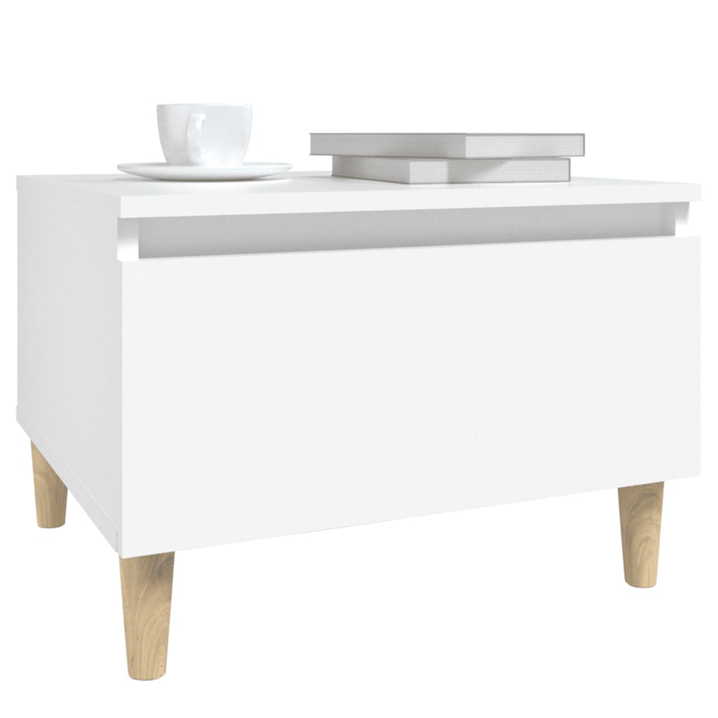 2-Piece White Side Tables - Engineered Wood 50x46x35 cm