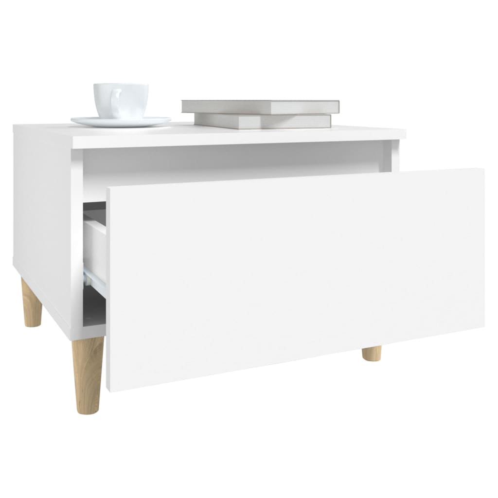 2-Piece White Side Tables - Engineered Wood 50x46x35 cm