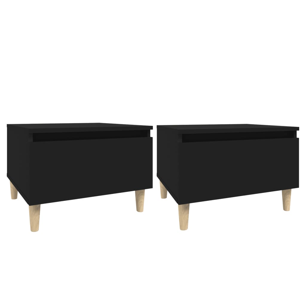 Set of 2 Black Side Tables - Engineered Wood, 50x46x35 cm